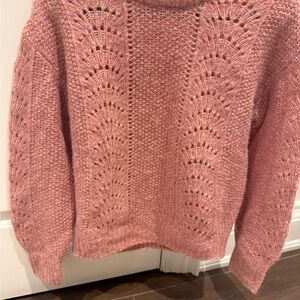 Rails Rose Pink Openwork Turtleneck Sweater